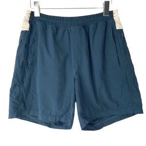 Birddogs Classic Teal Blue Gym Shorts Medium Built-in Liner Zip Pocket Elastic